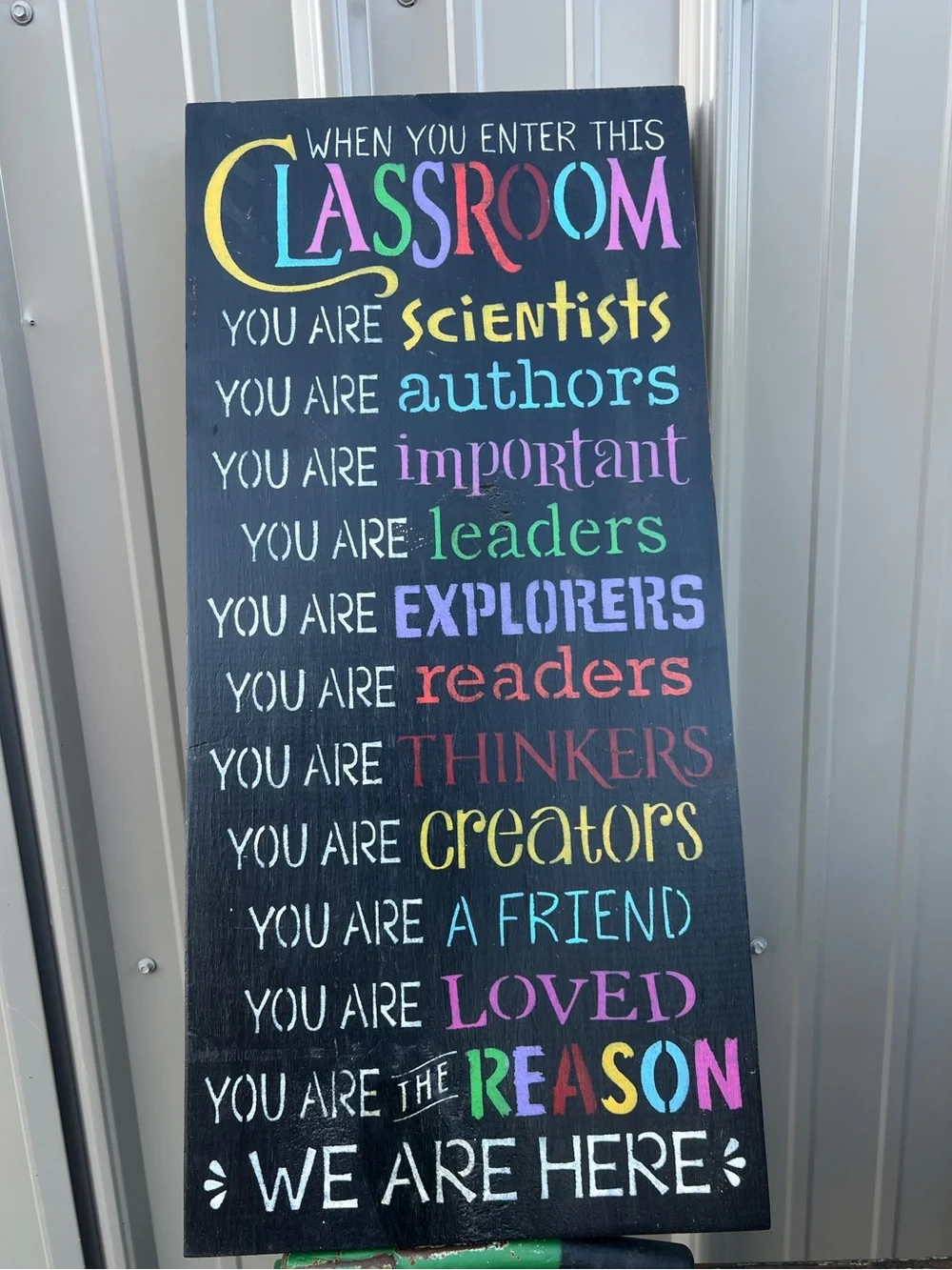 Handmade Classroom Inspirational  wood Sign - Multi
